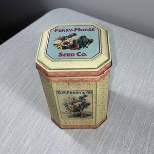 Vintage Ferry Morse Seed Tin Floral Cottagecore Farmhouse Garden Decor